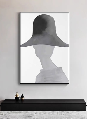巨幅黑白a灰人物装饰画高级感客厅沙发背景墙玄关挂画大尺寸落地