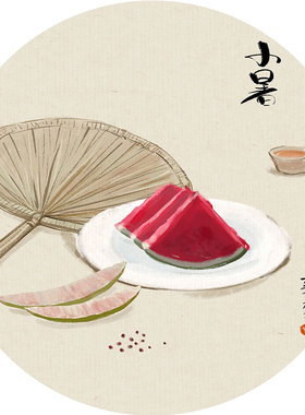 圆形食物二十四节气 24t节气 学校幼儿园展览墙用育儿画装饰画芯