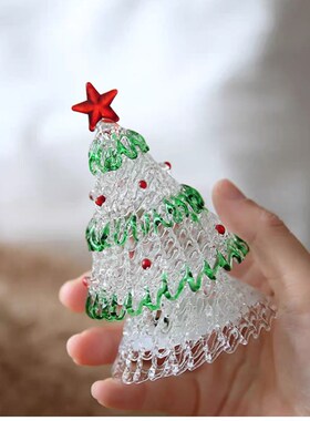 新款淄博琉璃耶诞树工艺品摆饰家A用桌面汽车车载装饰品耶诞节迷