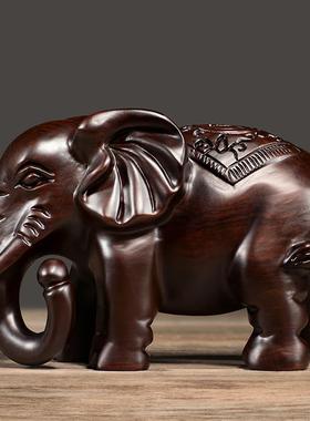 实木雕刻大象摆件一m对吉祥象家居客厅酒柜装饰办公室摆设中式送