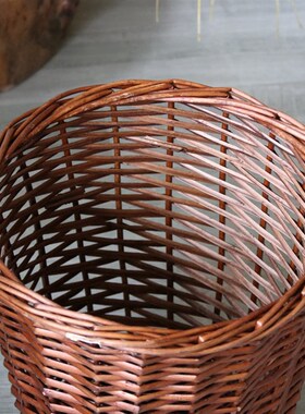 柳编植物篮子 绿植x装饰篮花篮 收纳桶废纸篓