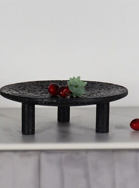 软装饰品摆件酒店样板间花艺大理石托盘天O然大理石果盘工艺品