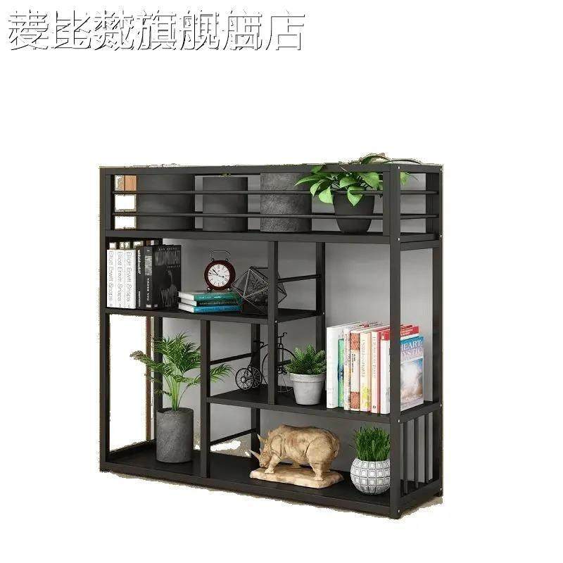 麦比梵玄关隔断置物架铁艺办公室书架展示架落地花架子火锅店餐厅网红床笠拉车 - 图0