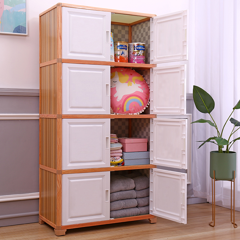 大号加厚大人用双开门收纳柜儿童衣柜塑料储物柜五斗柜宝宝小衣橱 - 图1