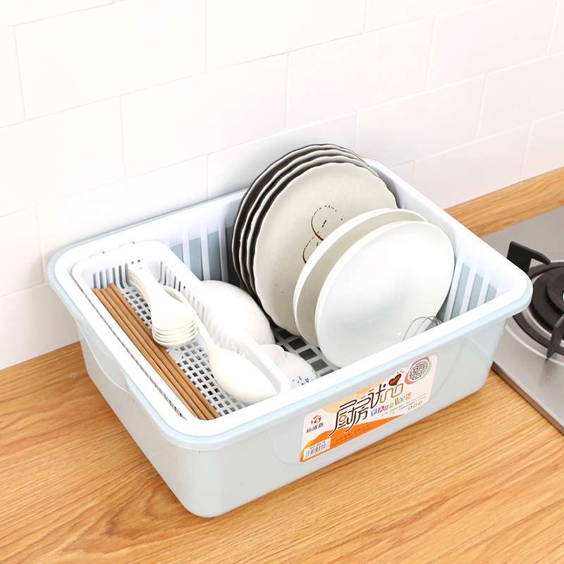 简易碗柜装碗筷收纳箱带盖沥水架塑料置碗盆家用碗盒厨房放碗韶意 - 图1