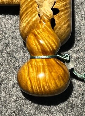 正宗小叶金丝楠木满水波纹龙头葫芦挂饰小摆件福禄手把件车挂收藏