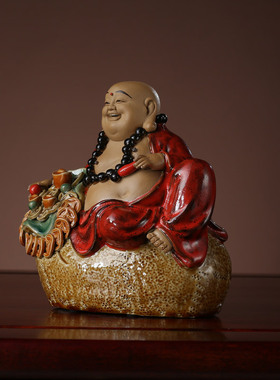 石湾陶瓷公仔工艺精品家居电视酒柜门客厅饰品招财弥勒笑佛像摆件