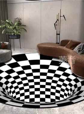 眩晕地毯3d立体地垫视觉入门黑洞圆形吓人深坑深渊错觉创意圆地垫