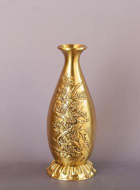 宏达 黄铜喜上眉梢花瓶 客厅书房玄关新创意铜摆件