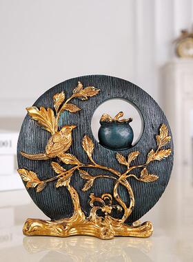 创意欧式玄关装饰品北欧摆件工艺品客厅酒柜家居装饰竹子太阳花盘