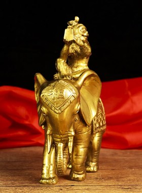 纯铜封侯拜相摆件象上封侯马上封侯办公室家居书房V摆件铜大象背