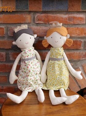 童话公主布娃娃女孩亚麻布艺碎花裙花纹可爱O儿童礼物家居饰品摆