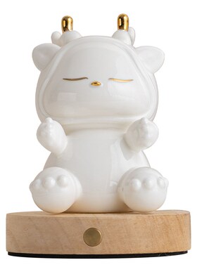 中秋节抱c抱龙小夜灯卧室床头睡眠儿童房台灯浪漫女生礼物瓷灯摆