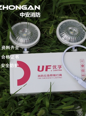 应急灯消防安全出口灯led双头疏散指示应急照明灯自动报警包检测