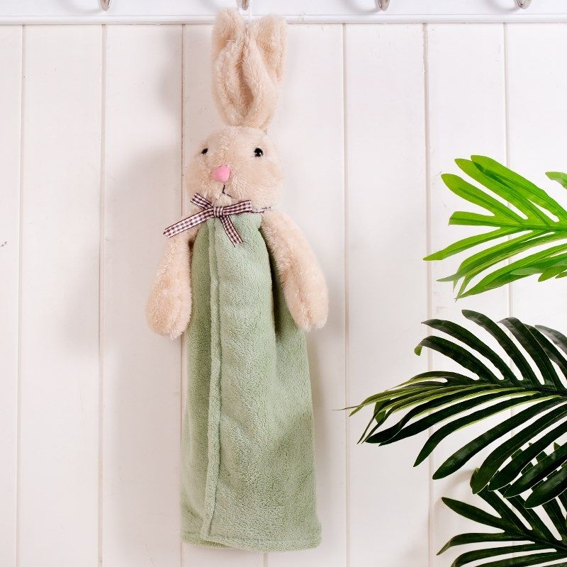 兔子擦手巾挂式可爱吸水毛巾厨房卡通珊瑚绒布手帕儿童洗手间不掉,淘宝优惠券,粉丝福利购,淘宝优惠卷