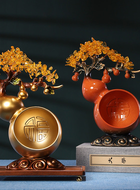 新中式钥匙收纳摆件玄关餐边柜客厅茶几五葫芦树吉Y祥装饰品文玩