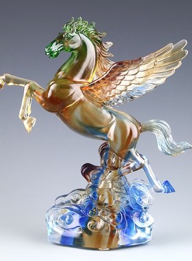 铁圈礼业飞马马到成功琉璃摆件客厅办公室书柜P桌装饰品创意工艺