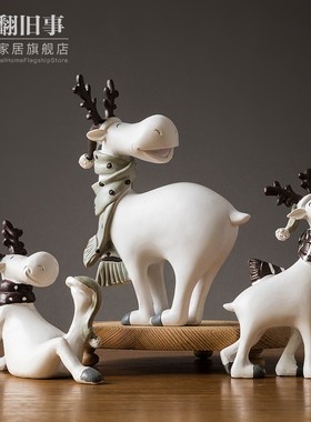 简约鹿摆件酒柜装饰品家居客厅玄关电K视柜书柜轻奢工艺品礼物