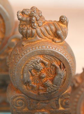 原中式国风仿铸铁抱鼓q石门墩桌面小摆件茶宠自然色纯手工摆放