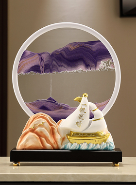 招财鹿流沙画沙漏摆件入户玄关家居饰品轻L奢高档办公室开业乔迁