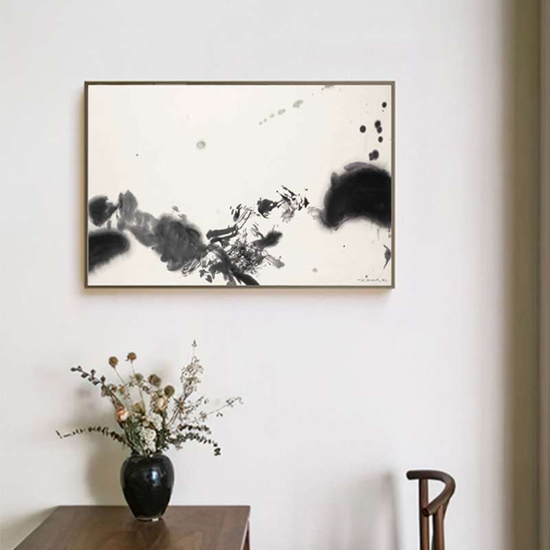 赵无极黑白水墨画抽象艺术画新中式装饰画高端书房茶室挂画 - 图0
