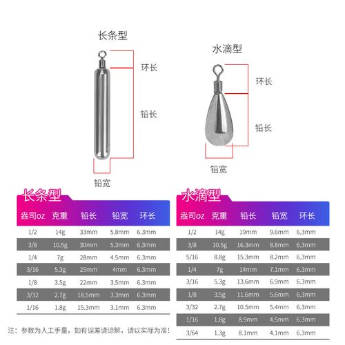 小柒家钨钢自由钓组铅坠倒钓水滴长条型精细铅坠路亚钓组配件配重 - 图2