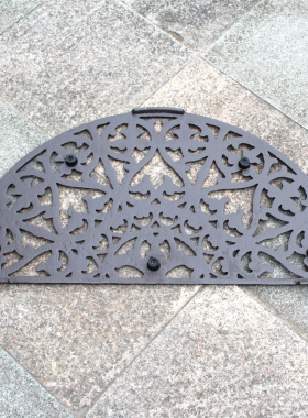 欧式乡村复古铸铁脚垫门踏垫别墅花园庭院门前装饰摆件半圆形地垫