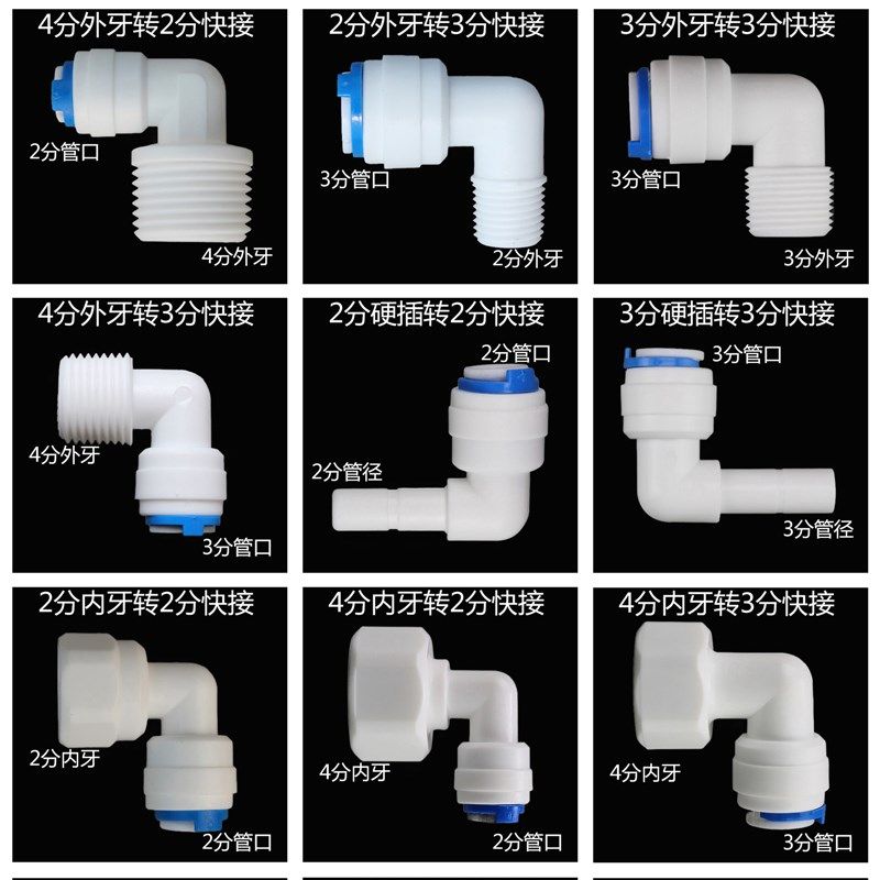 净水器配件快速转换接头PE管4分内螺纹转3分外牙转2分内牙弯头,淘宝优惠券,粉丝福利购,淘宝优惠卷
