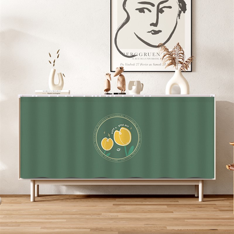 清新花朵柜e子帘遮挡帘防尘布帘橱柜帘子开放式柜子滑轨免打孔定 - 图0