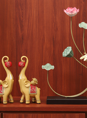 《出水芙蓉》莲花摆件家居饰品z客厅展示柜新中式高端茶室案几装