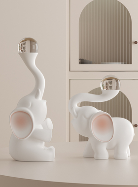 水晶球大象摆件一对轻奢客厅招财乔迁F新家酒柜玄关电视柜装饰礼