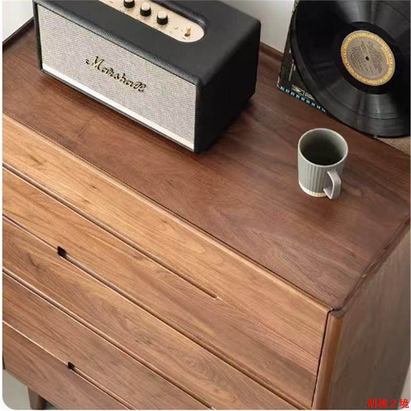 圆润五斗柜卧柜室客厅沙发边北黑桃木简约美胡MBQ五斗橱柜收纳小,淘宝优惠券,粉丝福利购,淘宝优惠卷