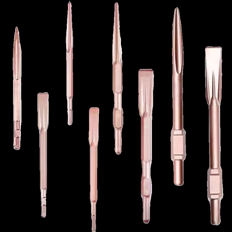 电锤电镐冲击钻头方柄圆柄六角柄65A尖凿扁凿铲子玫瑰金自磨凿子 - 图3