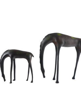 新中式金属抽象生肖马动物雕塑艺术品售楼M处样板房客厅玄关小摆