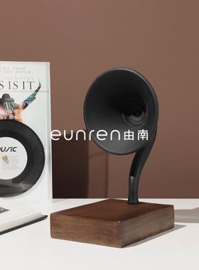 新中式复古创电视柜喇工叭意摆件样板房间家居厅展示架装饰YN-BJ1