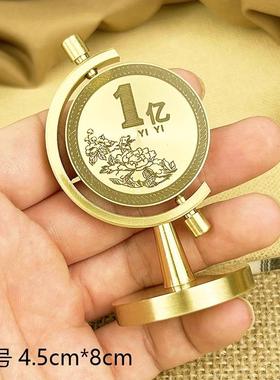 小目标黄铜摆件一个亿时来运转黄铜旋转我需要一个亿桌面转转摆件