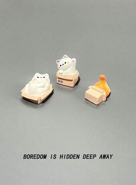 无聊了可爱迷你小猫萌喵办公室工位桌面小摆件电脑显示屏装饰品