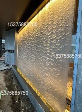 水幕隔断屏风e室内流水墙瀑布水帘拉丝水景简约玻璃喷泉金属网水