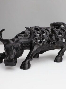 现代简约黑色镂空牛铸铁样板房售楼部书房卧室客厅书房饰品摆件