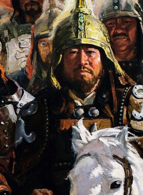 成吉思汗油画客厅沙发会议室展厅墙画会客厅壁画走廊过道装饰画