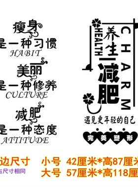 美容院玻璃门贴纸减肥养生会所橱窗背景布置装饰自粘贴画广告墙贴
