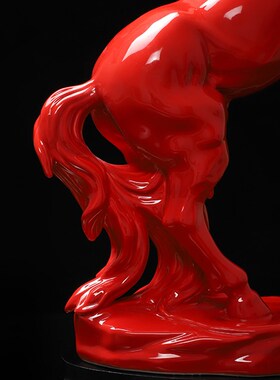 红色马摆件招财办公室客厅玄关装饰品陶瓷大号桌面工艺品马到成功