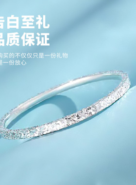 法国GVSEDUN爆款碎冰冰足银9999纯银手镯实心小众镯子母亲节礼物