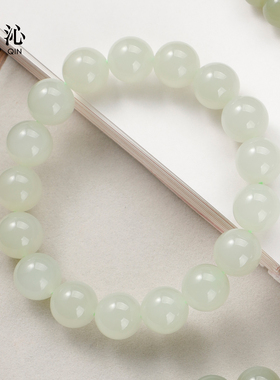 天然青海料和田玉圆珠手串