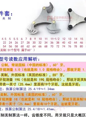 螺纹规公制牙距尺牙规测量美制板规半径规60度量规丝规英制通止规