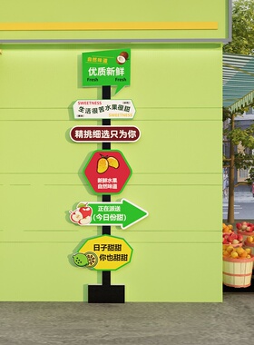 网红水果店装修饰用品布置广告贴纸墙面标语开业气氛专用壁画背景