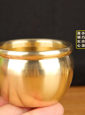 新款迷你款铜缸摆件 彩绘招字铜聚Z宝盆缸摆件