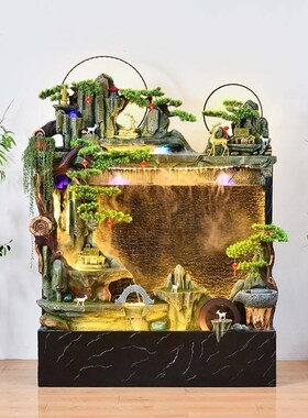 加湿假山摆件水幕墙流水喷泉屏风鱼池风水轮景观办公室内客厅阳台