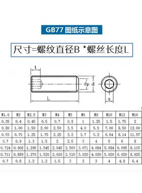 M3M4M5M6 304不锈钢内六角平端紧定无头螺丝机米螺丝止付顶丝 L