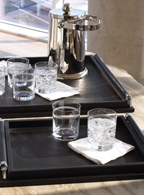 乳白色烤漆木质托盘茶盘简约家居饰品饭I厅酒店托盘摆件样板间摆